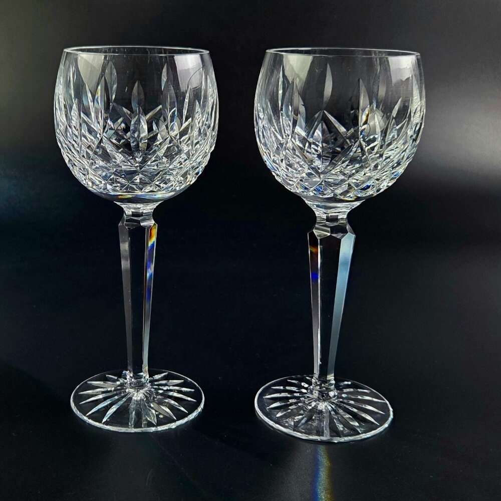 Vintage - Hock Wine Lismore by Waterford Crystal - Set of 2 - 7 3/8" Tall